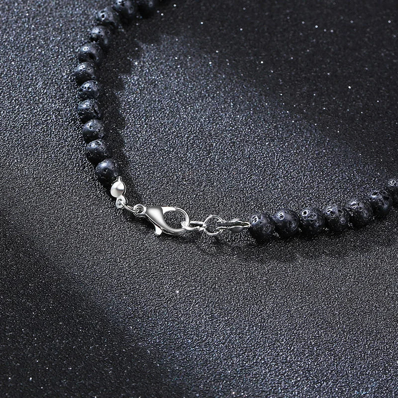 Colar Masculino Tibetano Lava Stone