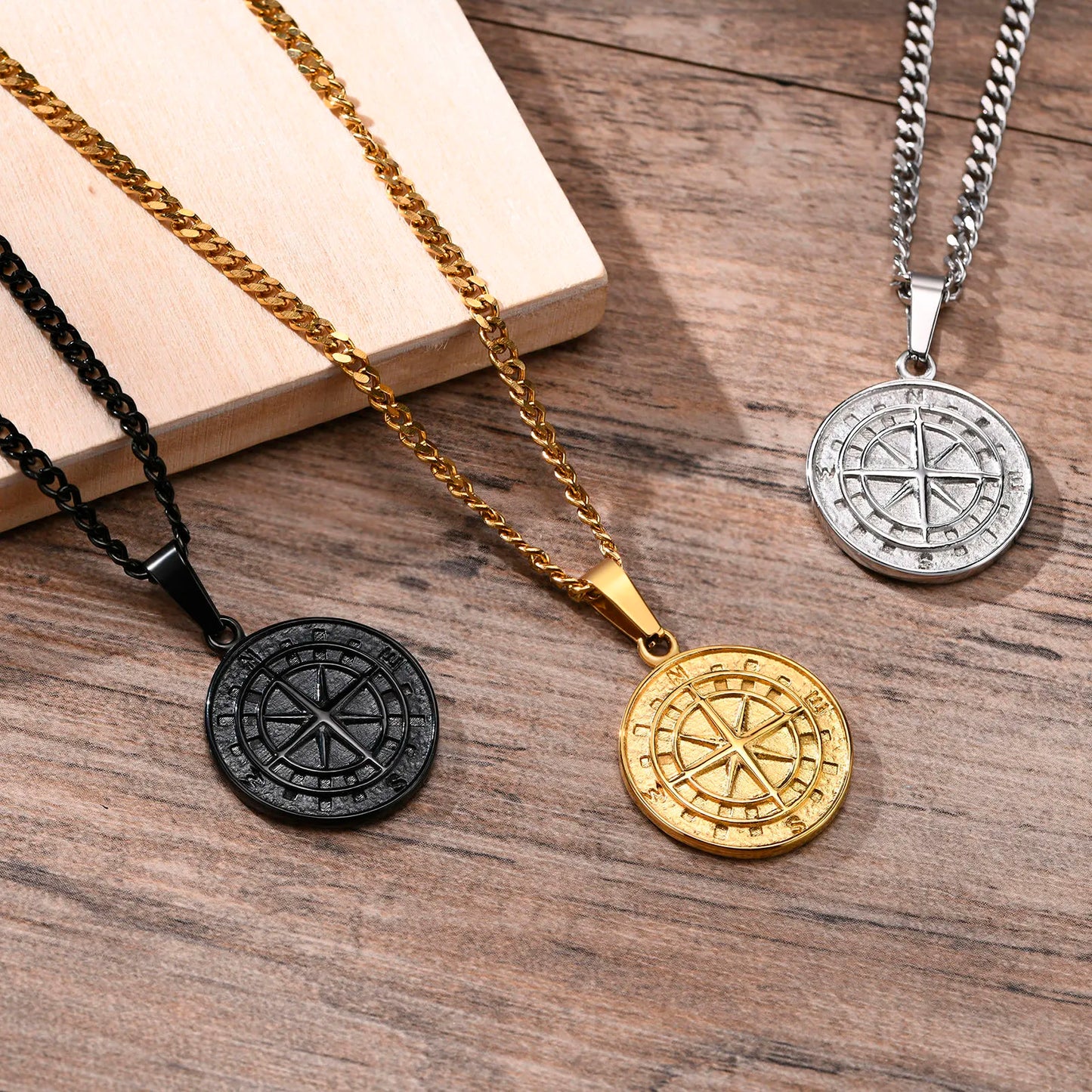 Colar Masculino em Aço Inox Compass