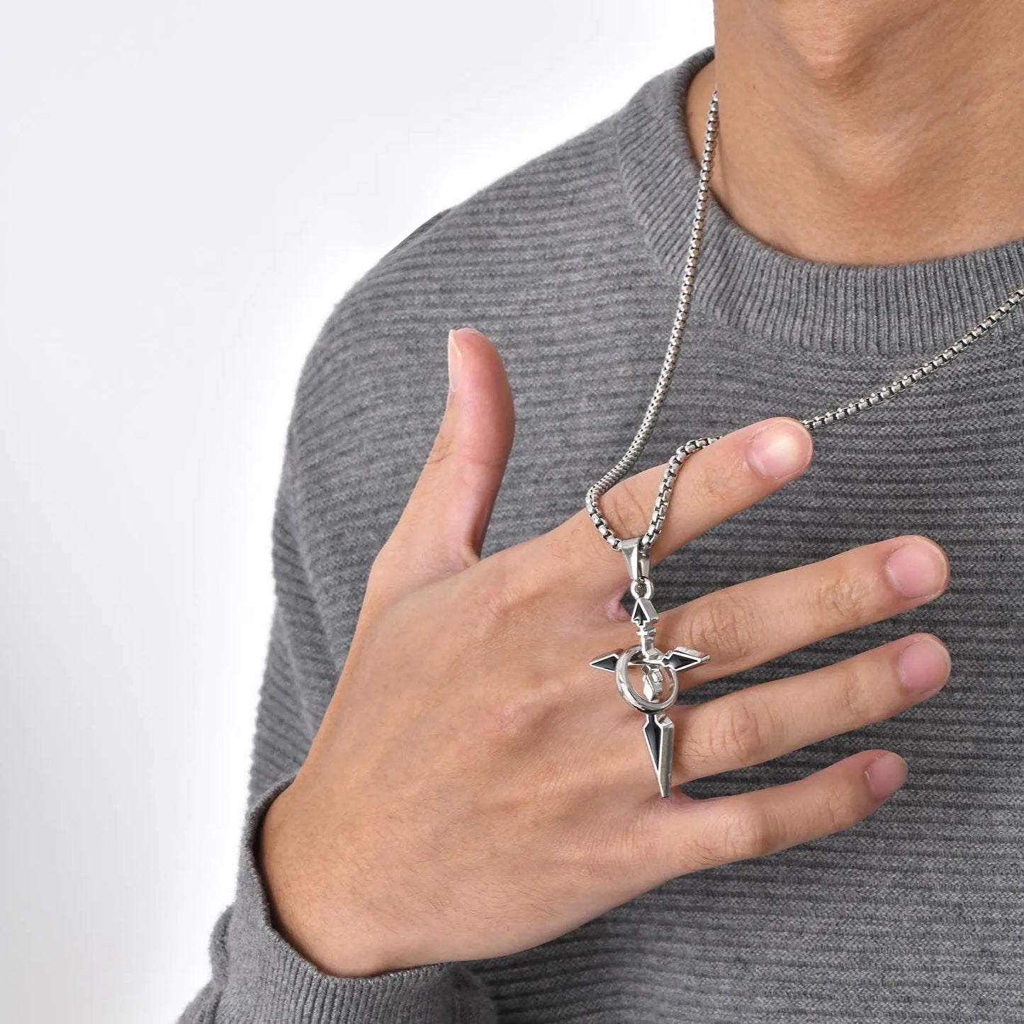 Colar Masculino em Aço Inox Cross Ring