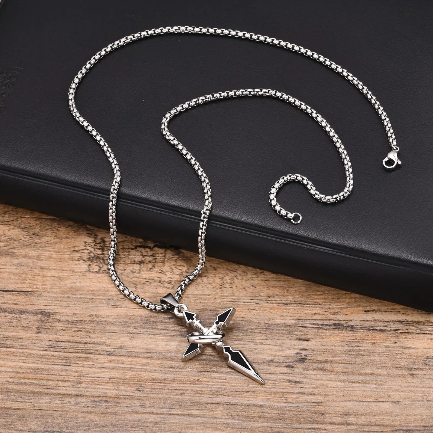 Colar Masculino em Aço Inox Cross Ring