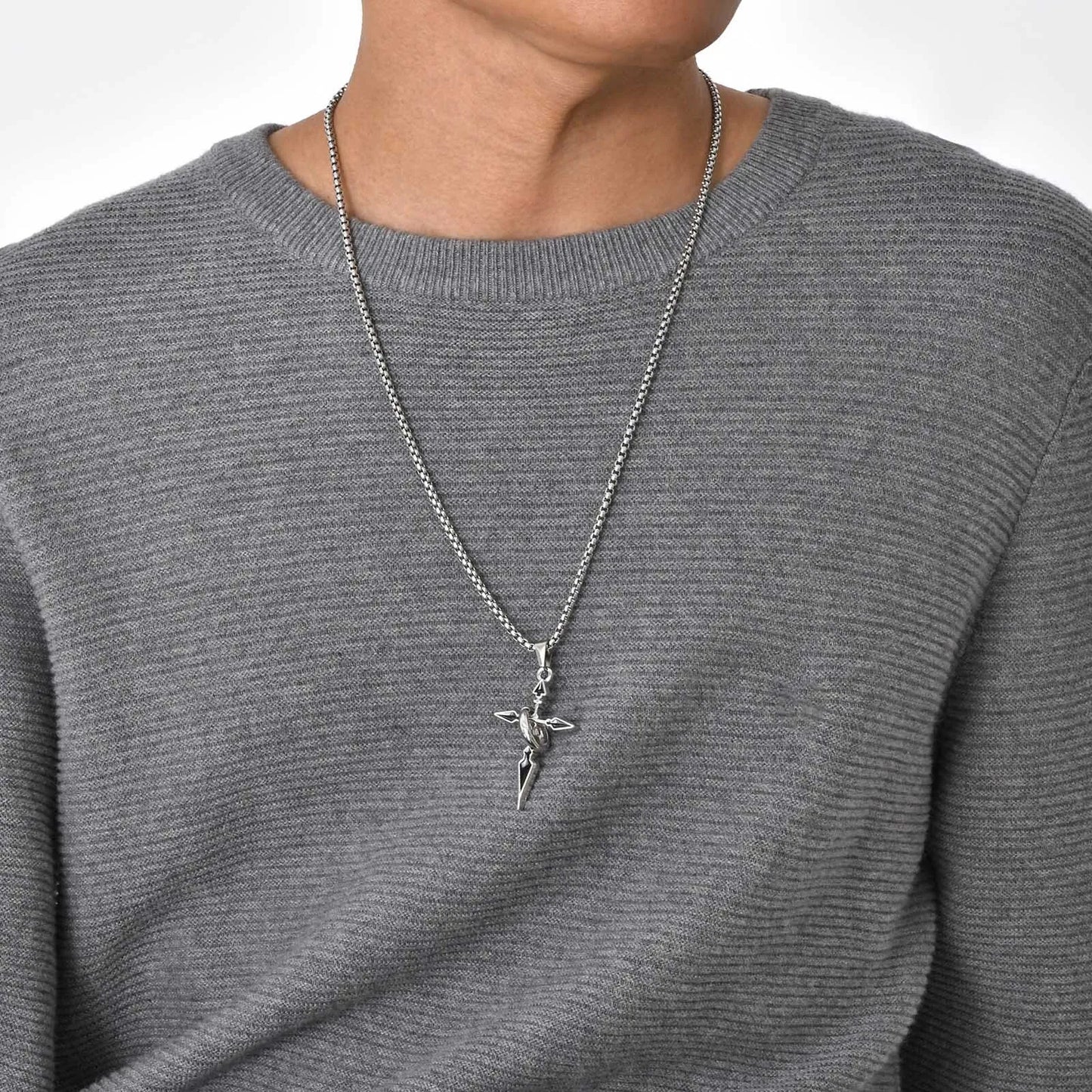 Colar Masculino em Aço Inox Cross Ring