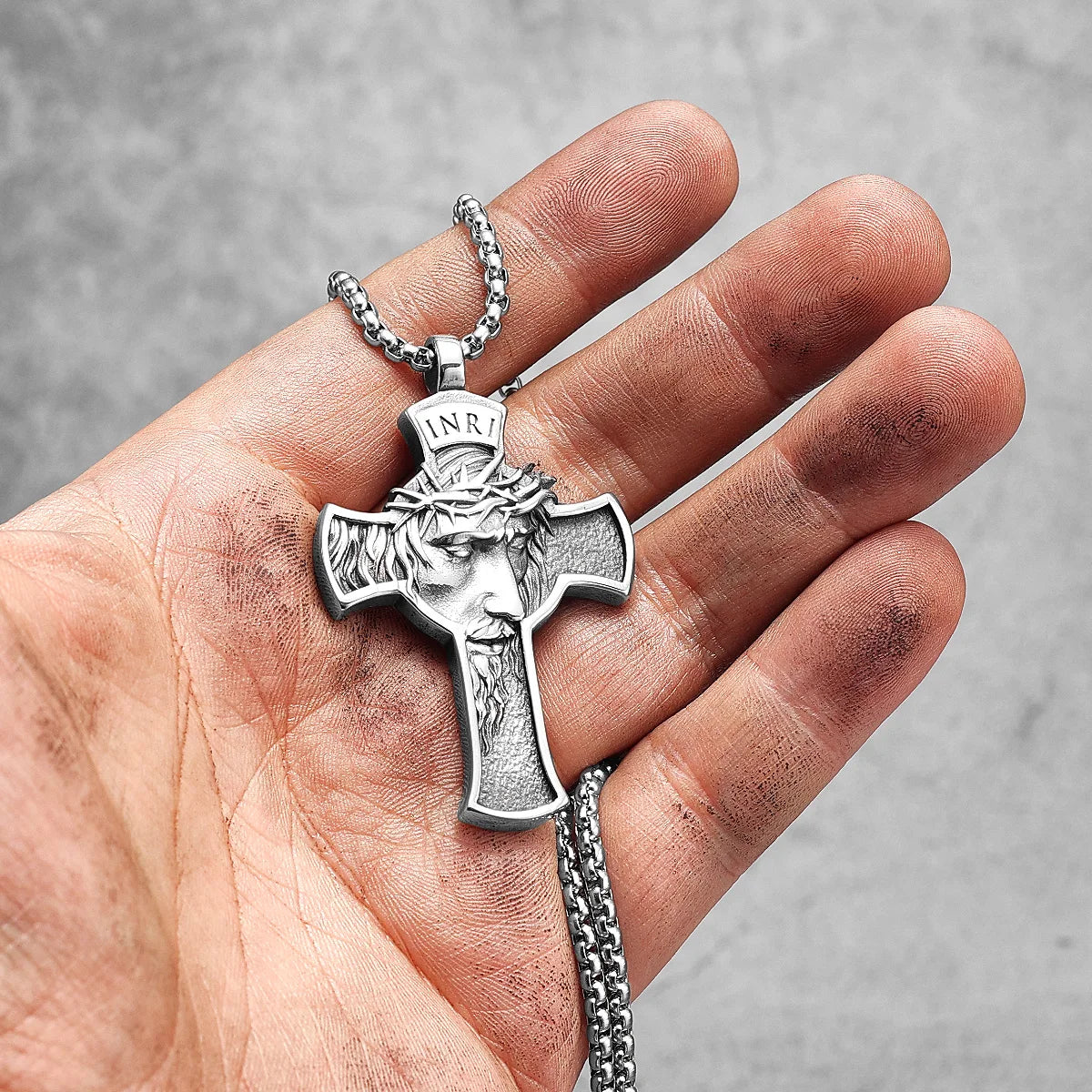 Colar Masculino em Aço Inox Inri Cross