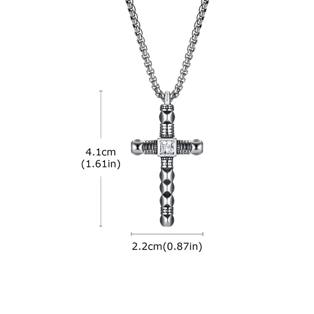 Colar Masculino em Aço Inox Punk Cross