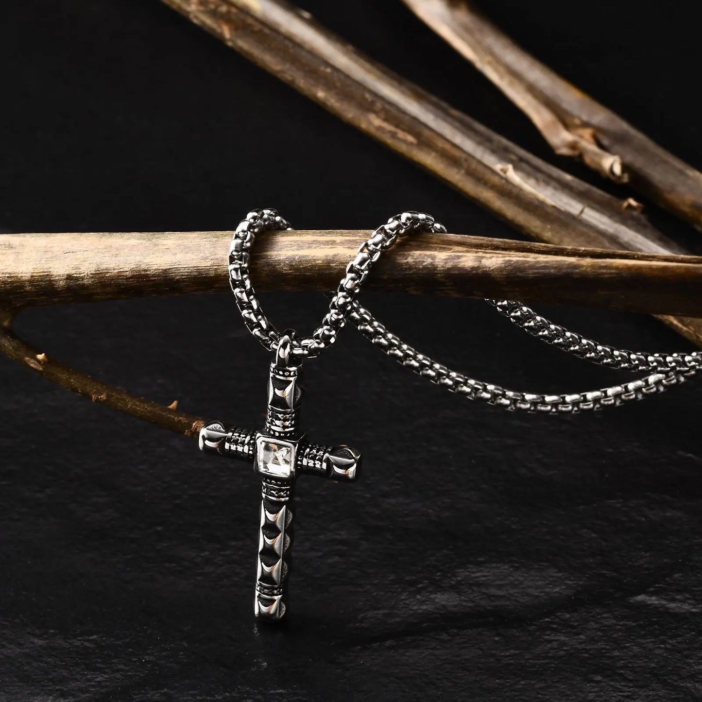 Colar Masculino em Aço Inox Punk Cross