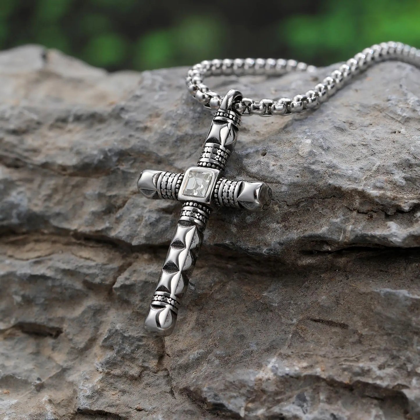 Colar Masculino em Aço Inox Punk Cross
