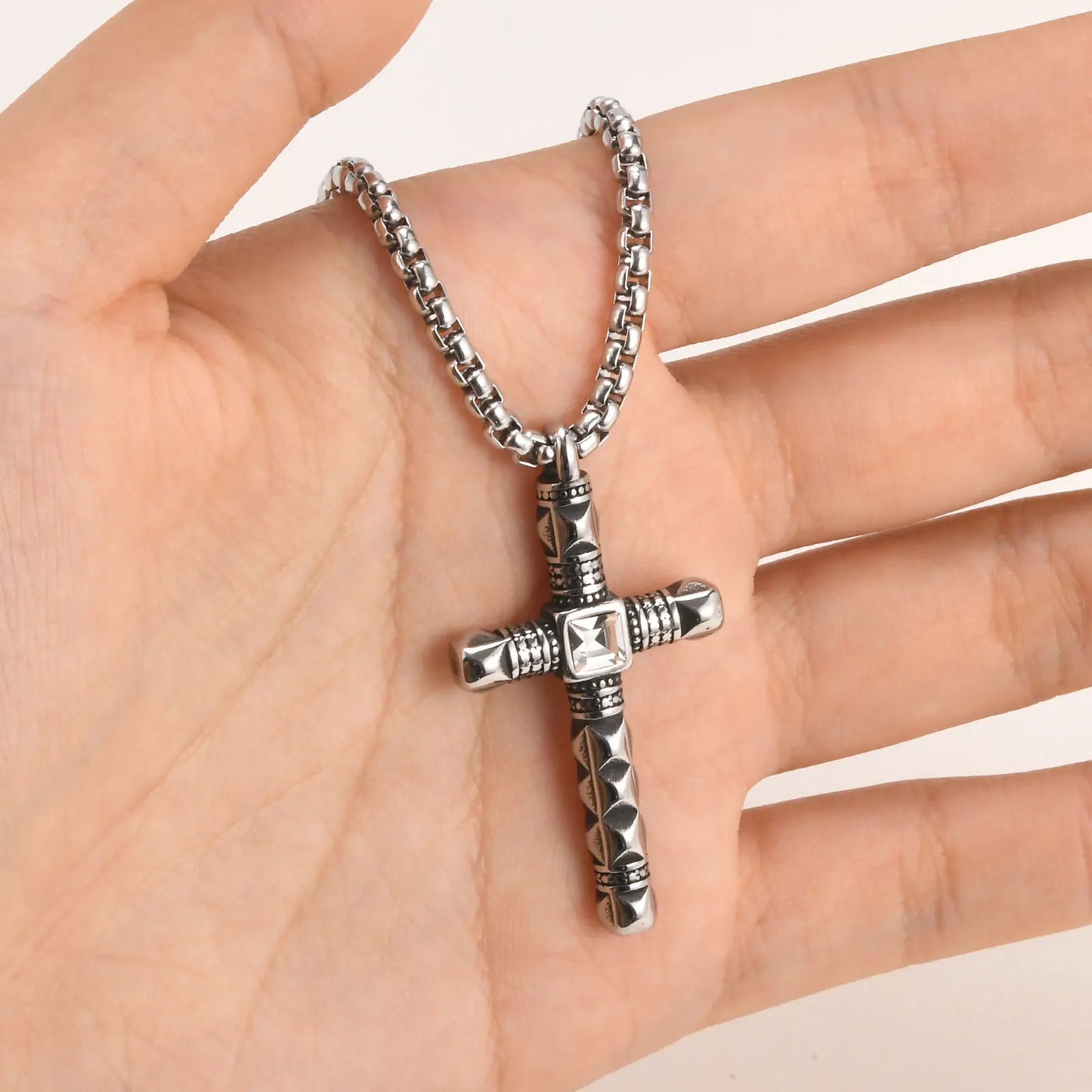 Colar Masculino em Aço Inox Punk Cross