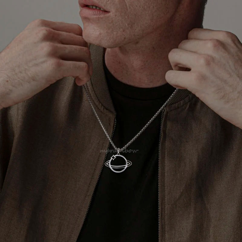 Colar Masculino em Aço Inox Saturn