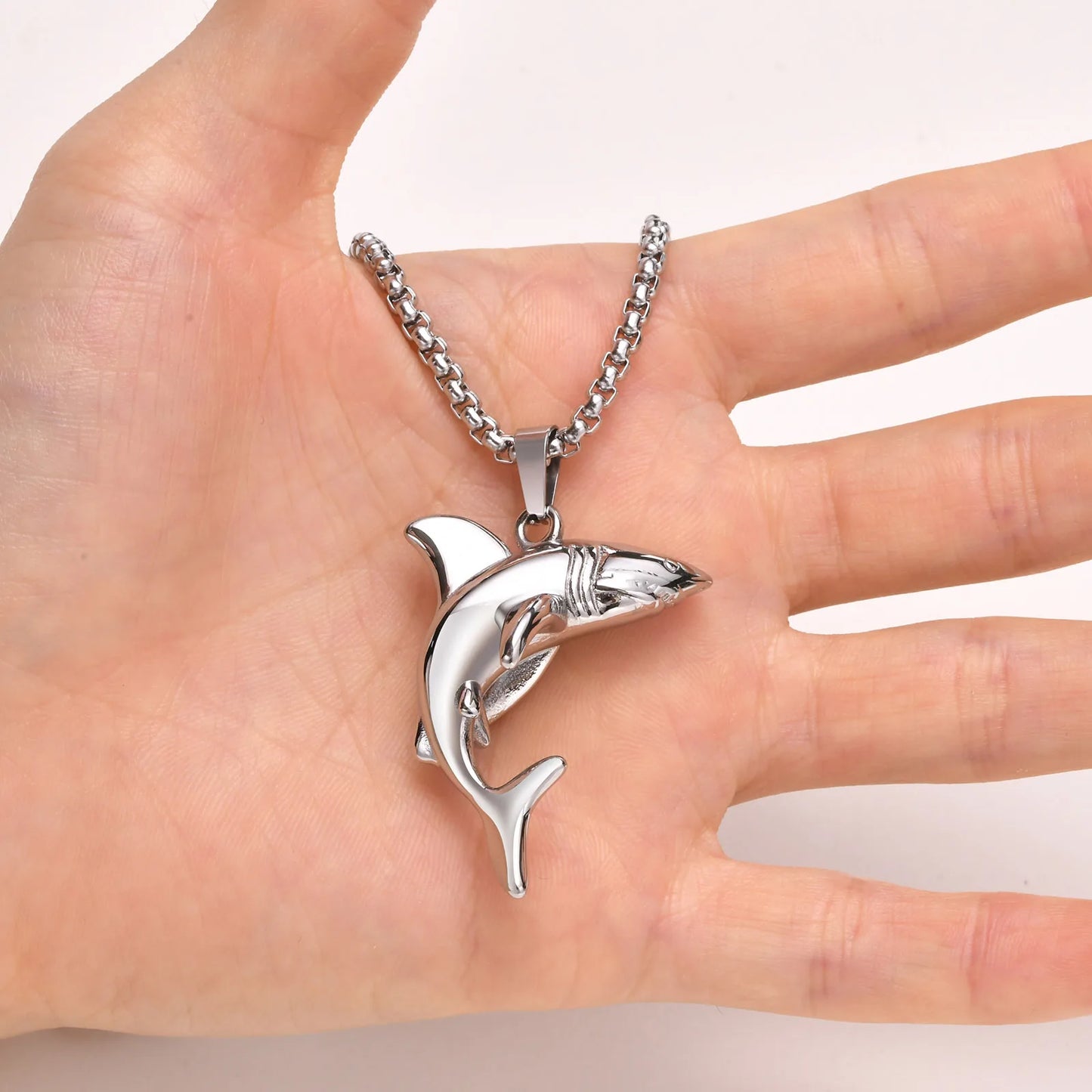 Colar Masculino em Aço Inox Shark