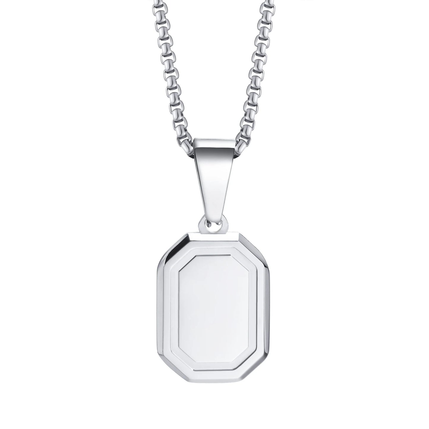 Colar Masculino em Aço Inox com Letra Inicial Geometric