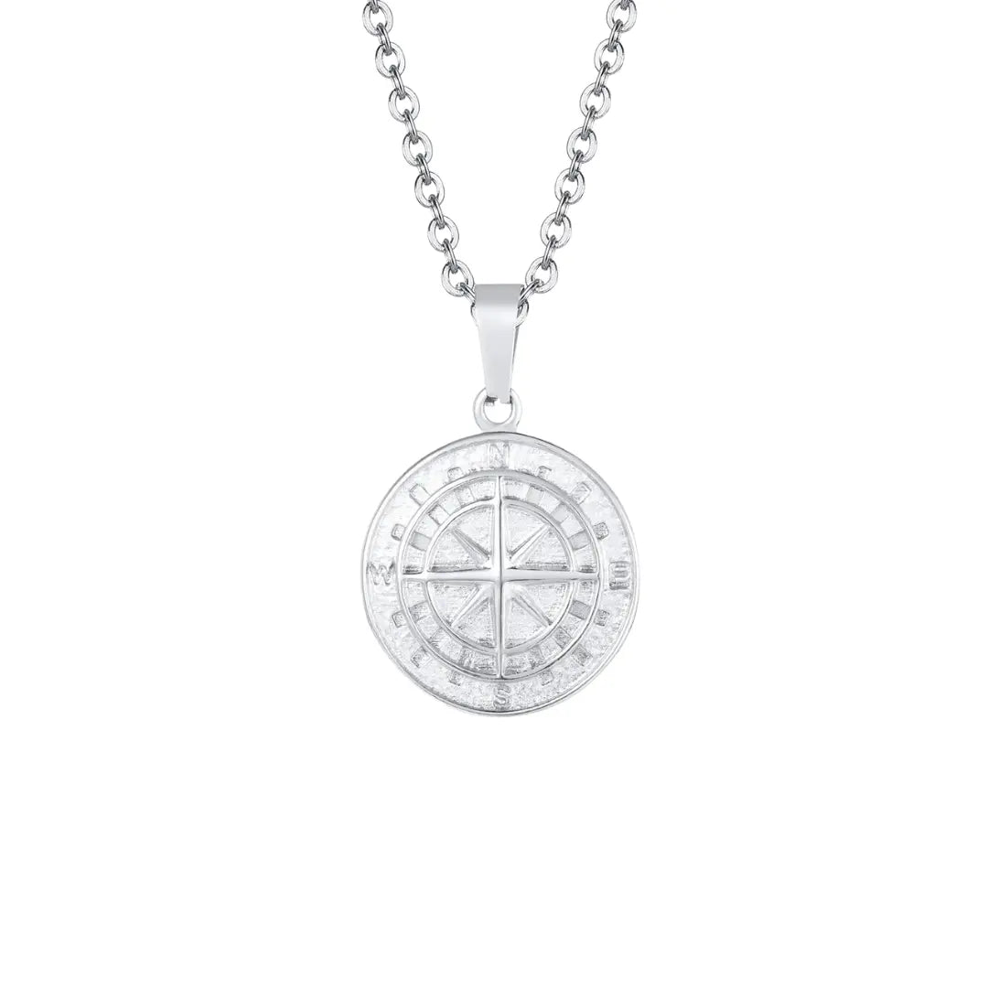 Conjunto de Corrente + Colar Masculino em Aço Inox Compass (2 peças)