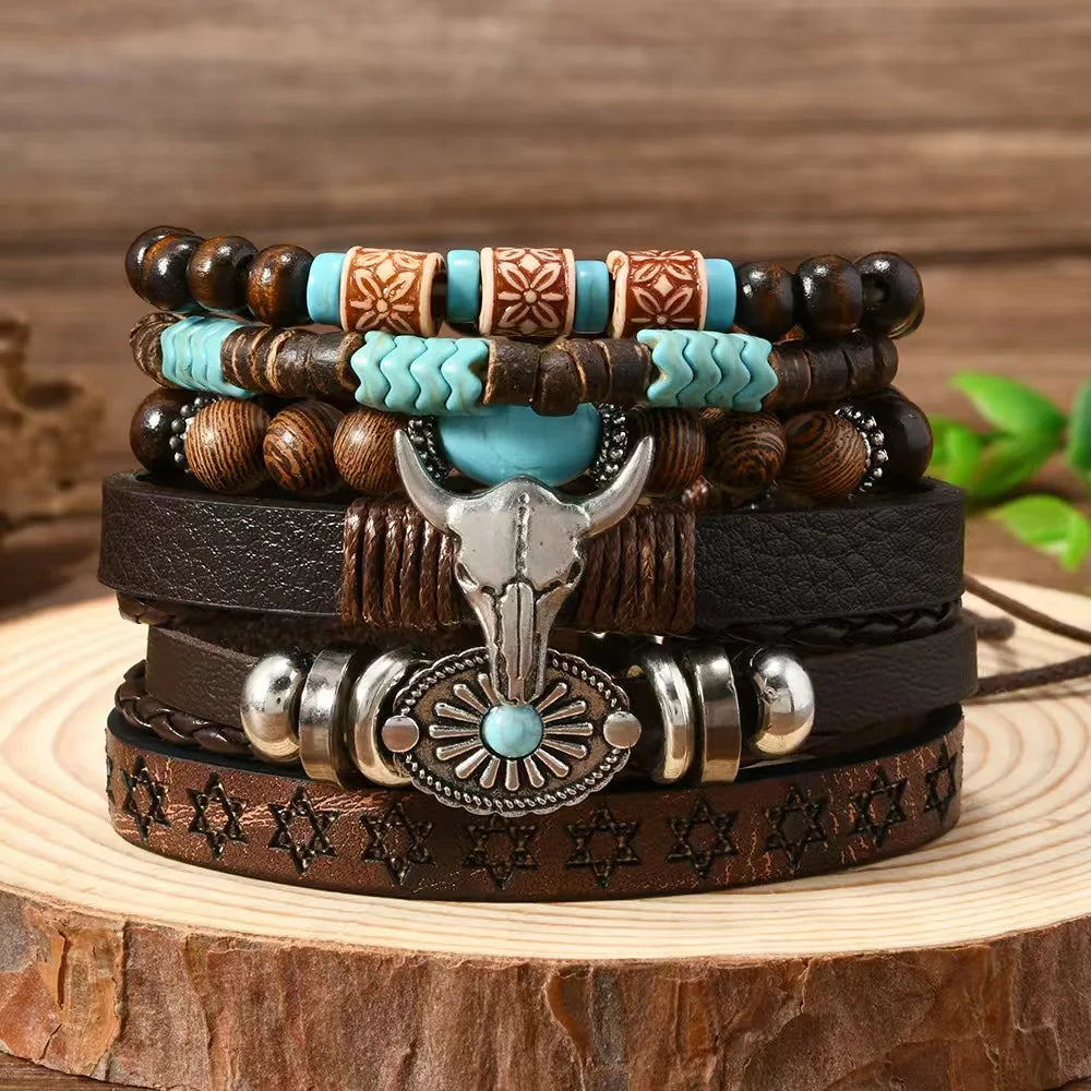 Conjunto de Pulseiras Masculinas Ethnic (5 Peças)