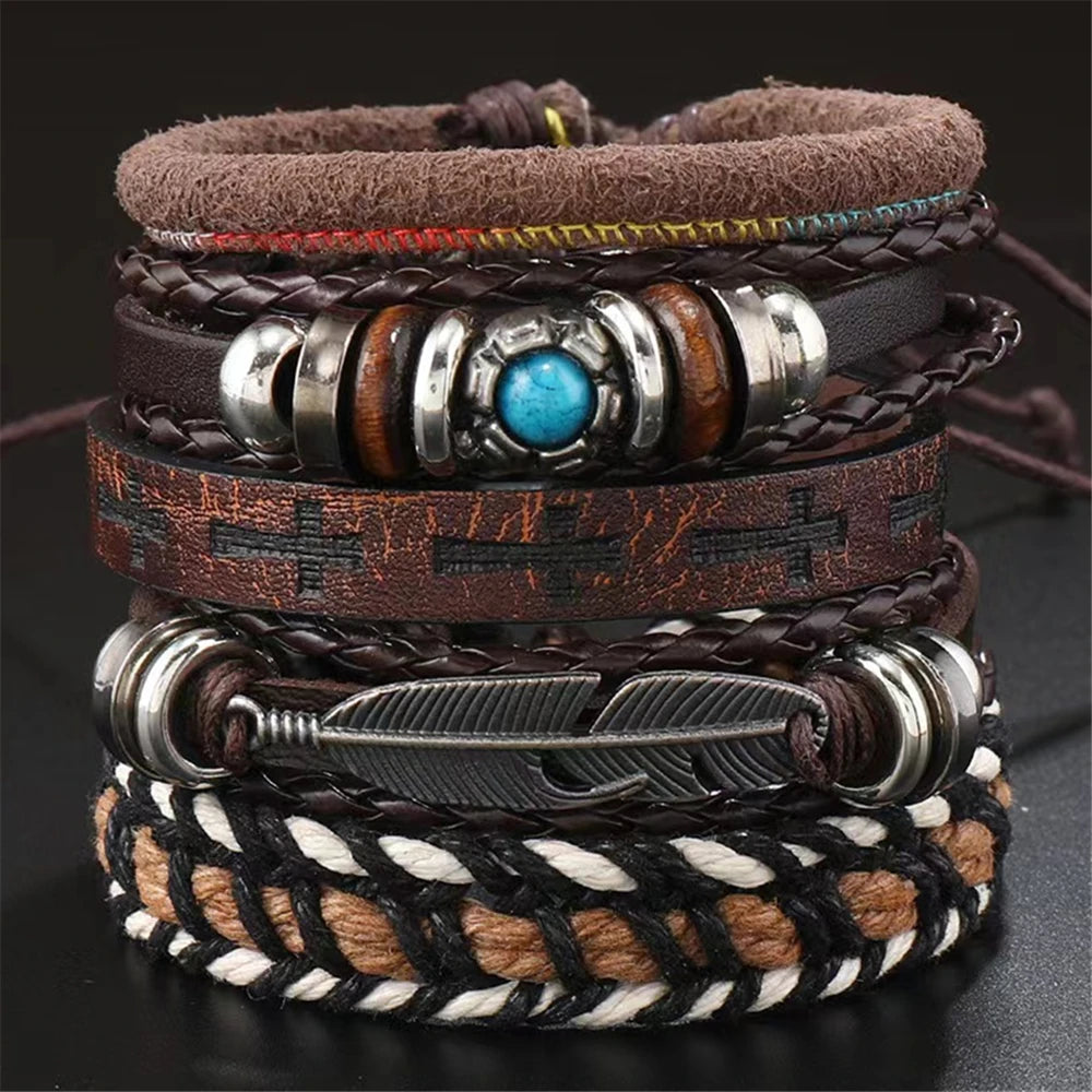 Conjunto de Pulseiras Masculinas Ethnic (5 Peças)