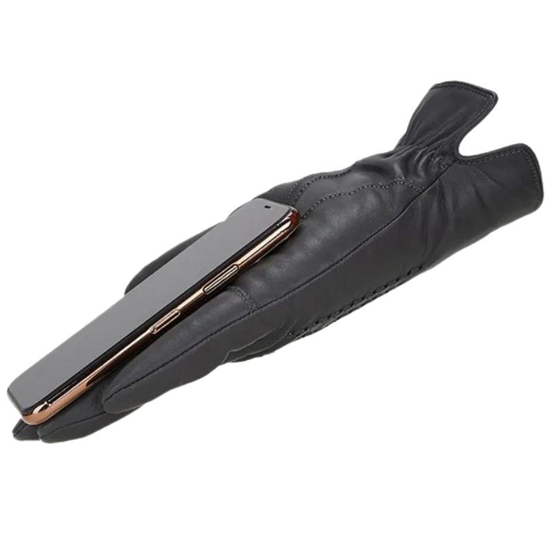 Luva Masculina de Couro Preta - Orion