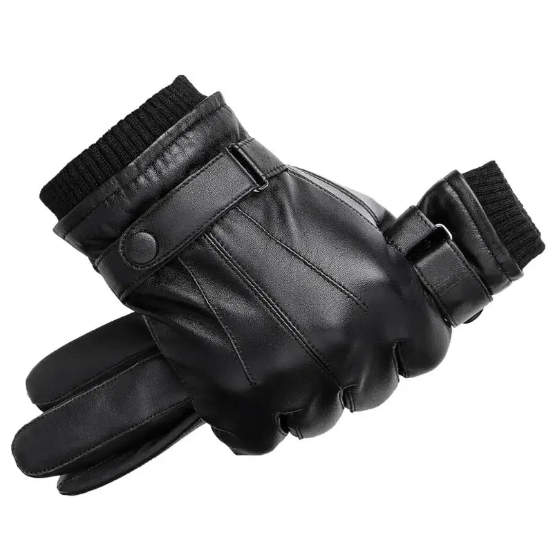 Luva Masculina de Couro Preta - Orion