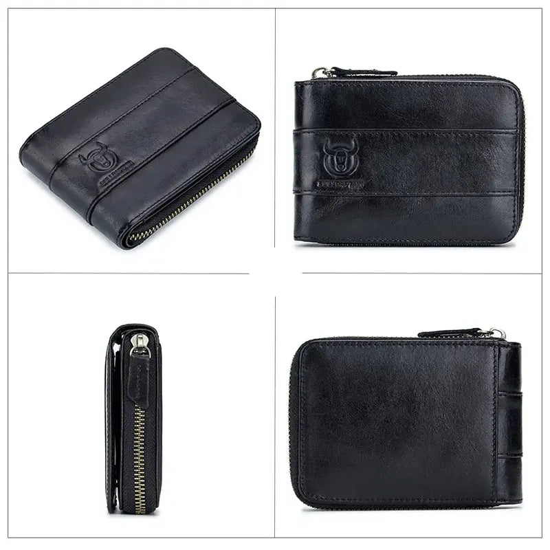 Carteira de Couro Masculina Preta - Orion