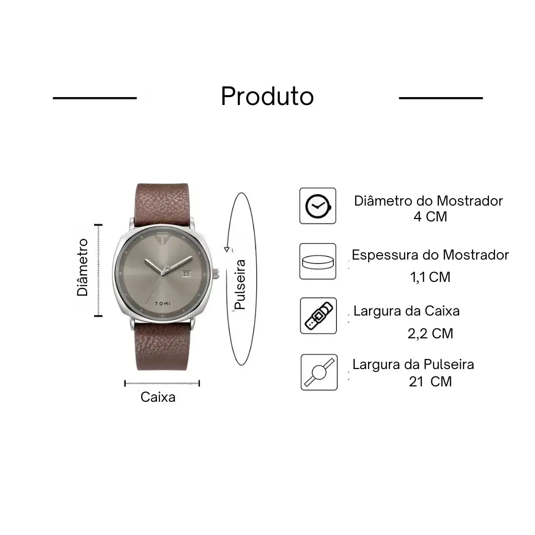 Kit Presente 3 Peças: Relógio Masculino Achilles + Carteira + Caneta