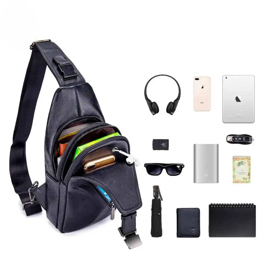 Mochila Transversal Masculina de Couro Scorpio