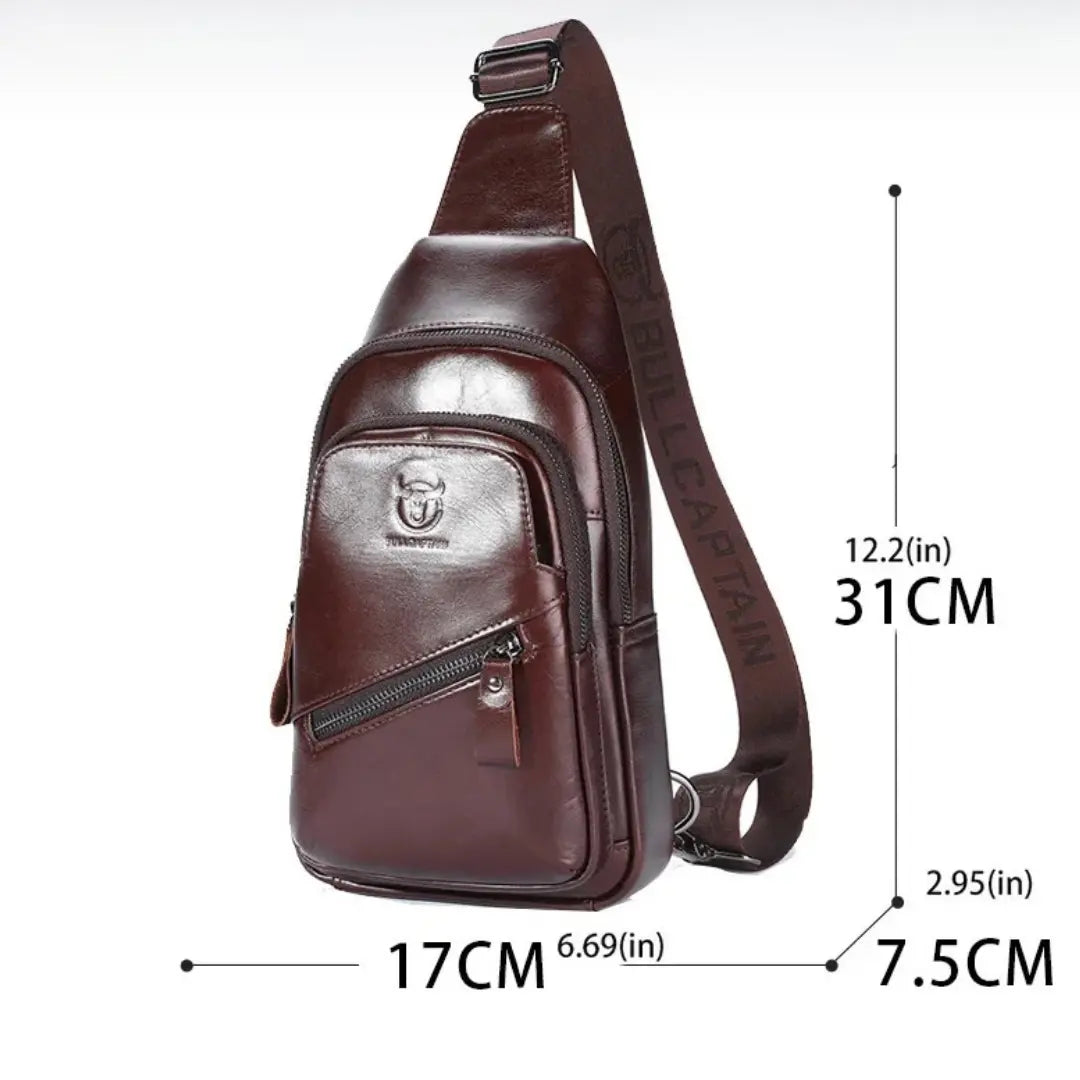 Mochila Transversal Masculina de Couro Taurus