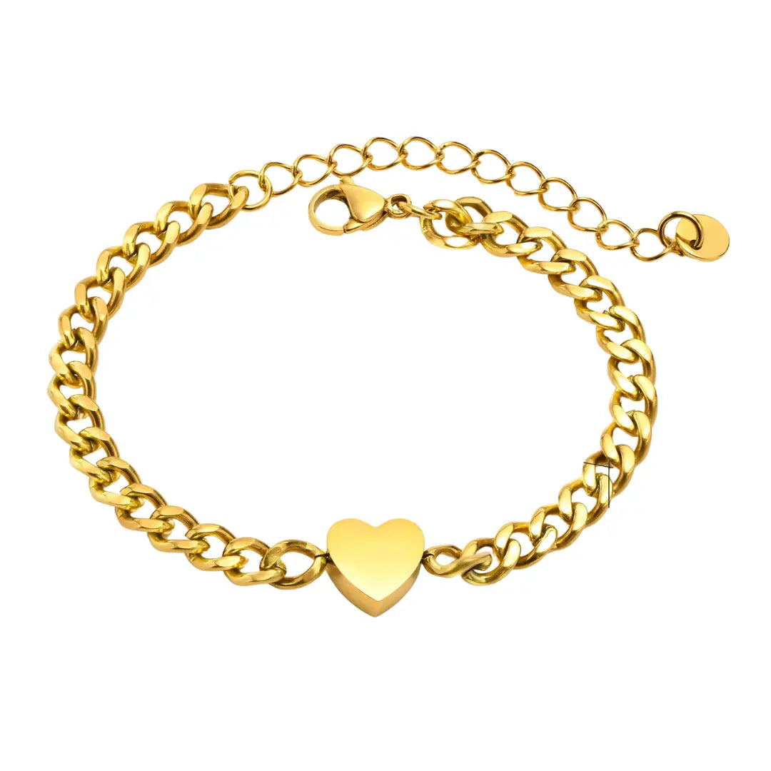 Par de Pulseiras em Aço Inox Heart