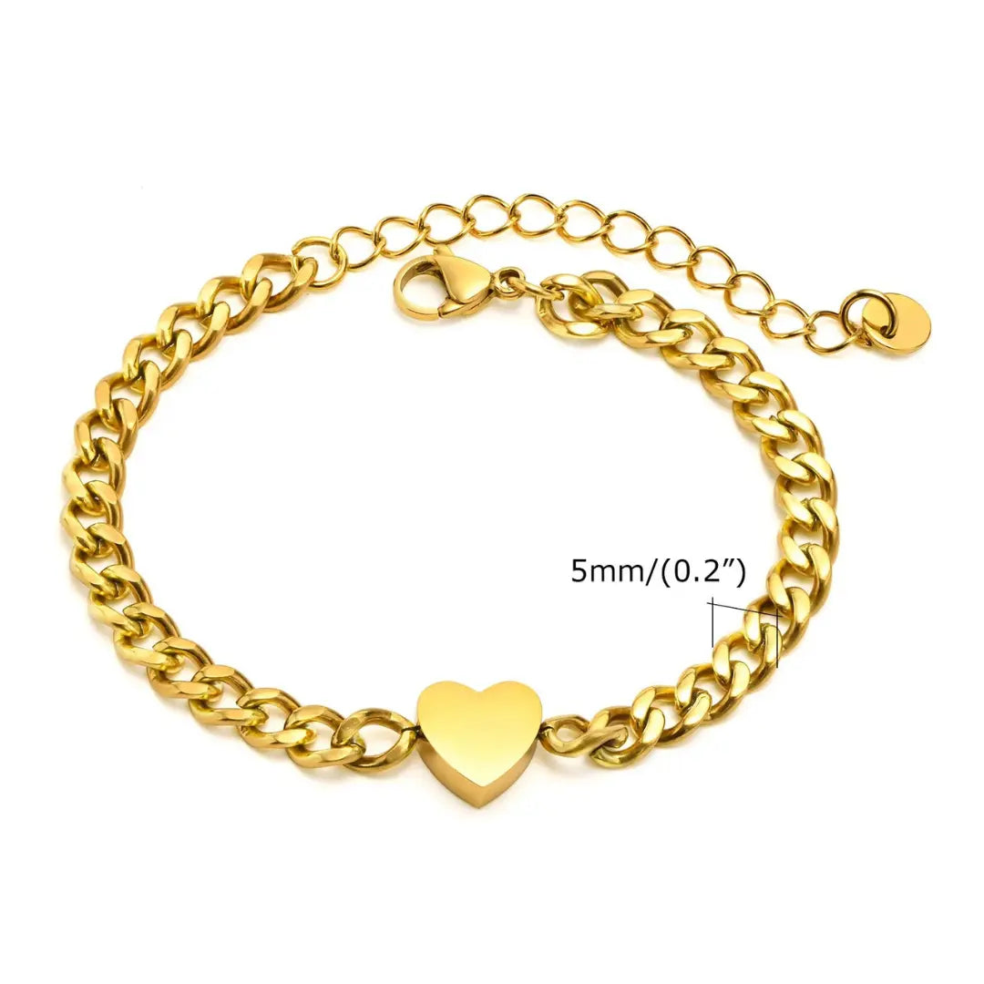 Par de Pulseiras em Aço Inox Heart