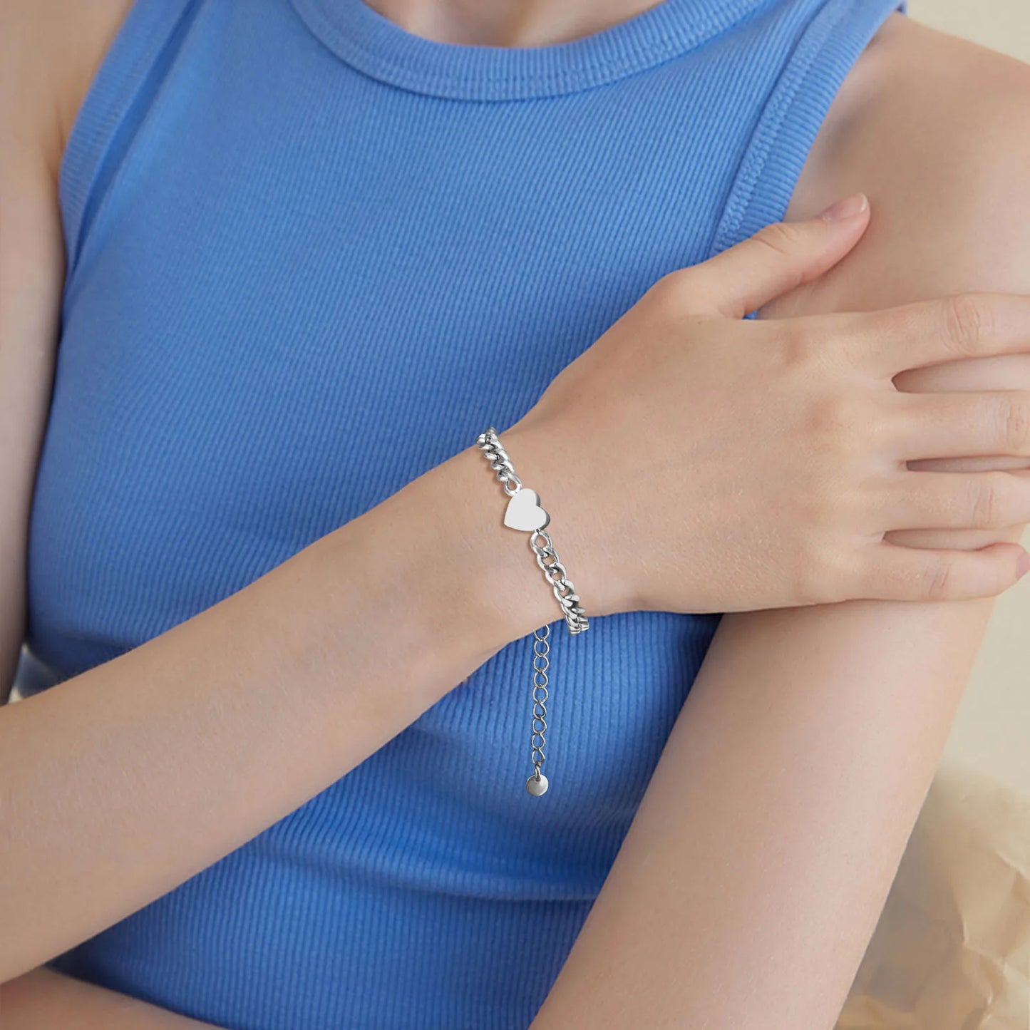 Par de Pulseiras em Aço Inox Heart