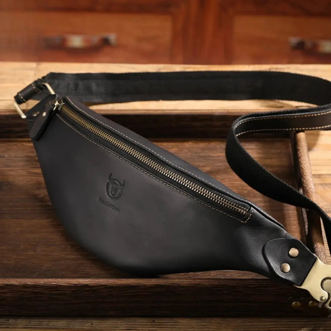 Pochete Masculina em Couro Legítimo Bullcaptain Luxury