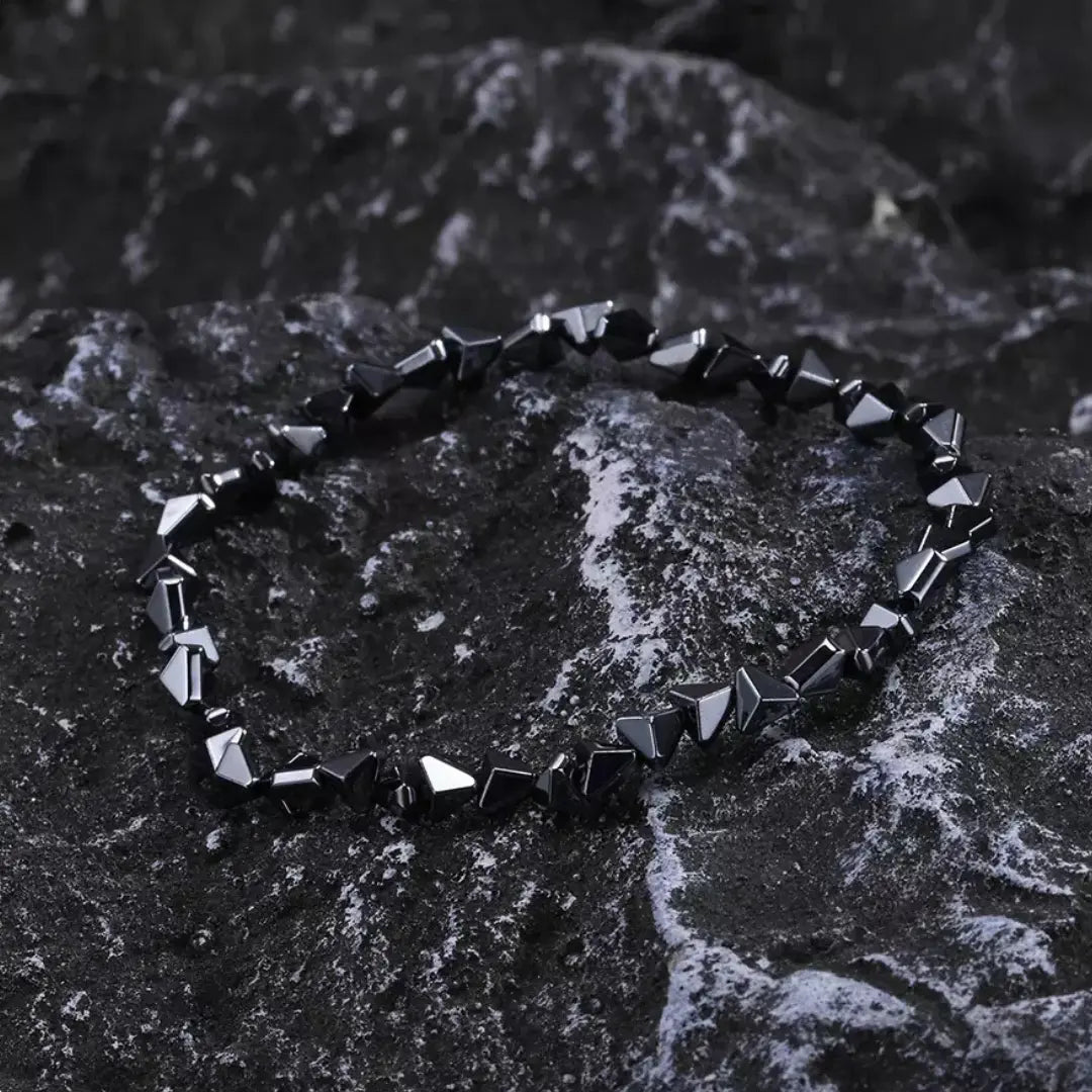 Pulseira Masculina Geométrica em Hematita Glam