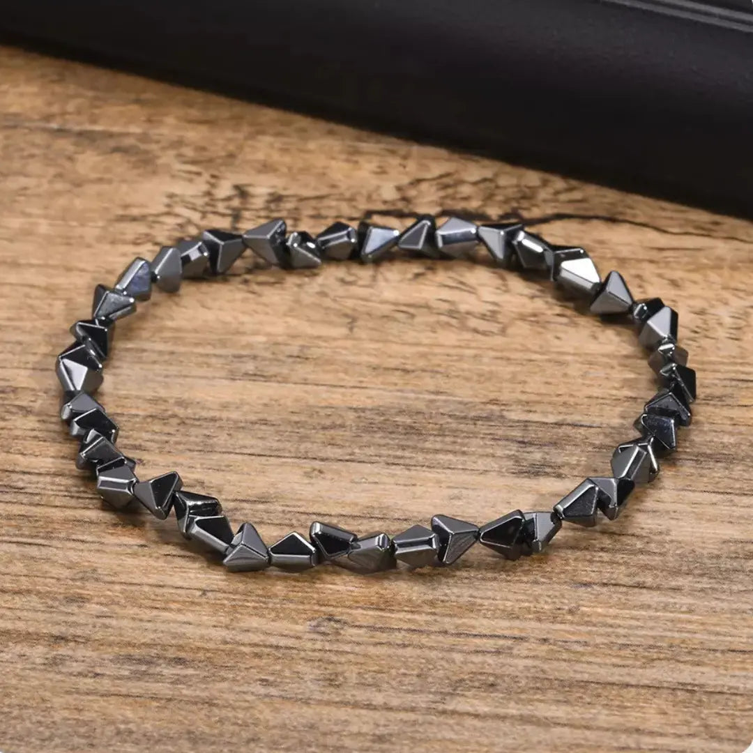 Pulseira Masculina Geométrica em Hematita Glam