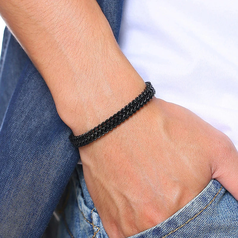 Pulseira Masculina em Aço Inoxidável Cubic
