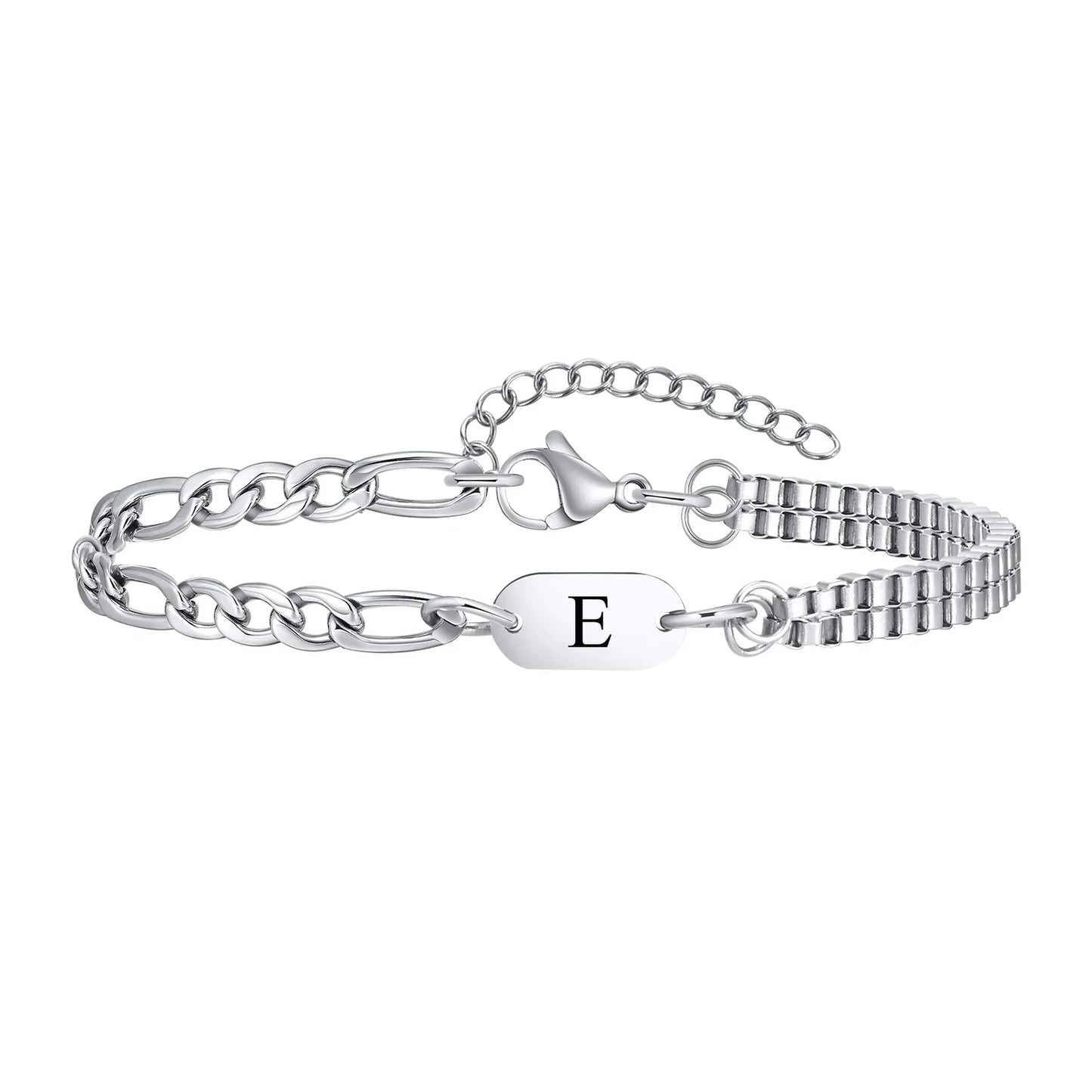 Pulseira Masculina em Aço com Letra Inicial Figaro