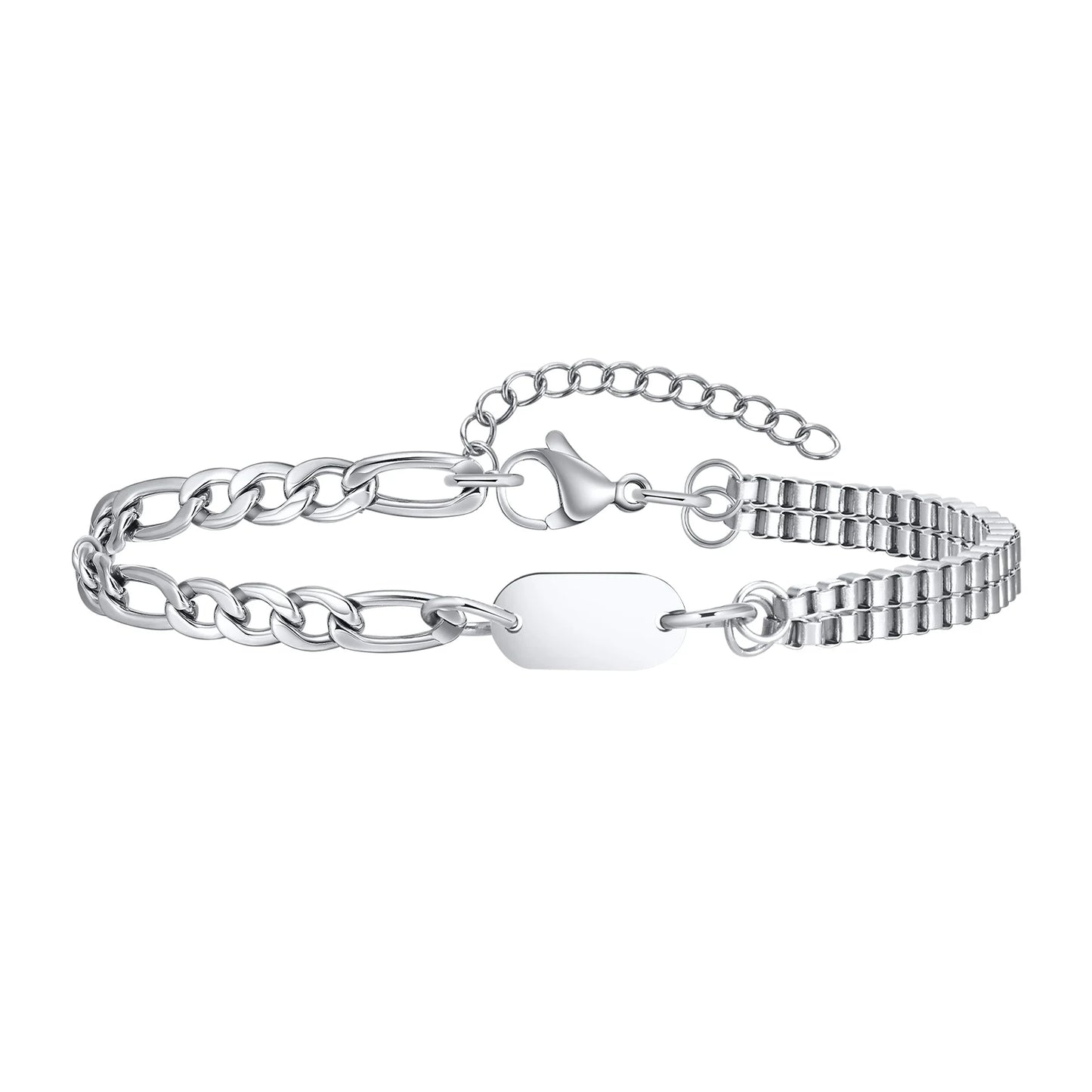 Pulseira Masculina em Aço com Letra Inicial Figaro
