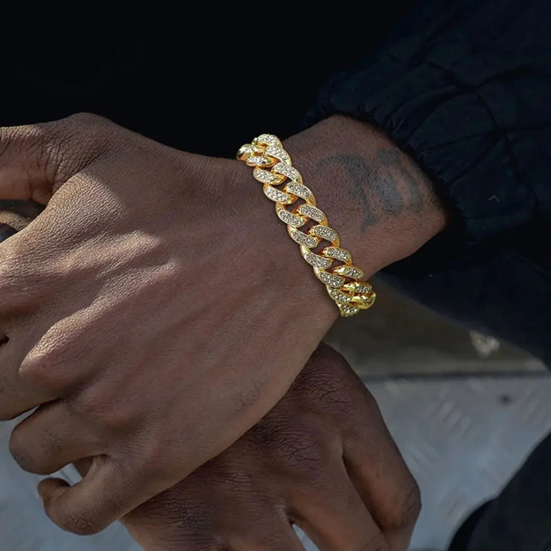 Pulseira Masculina em Aço e Zircônia Cuban