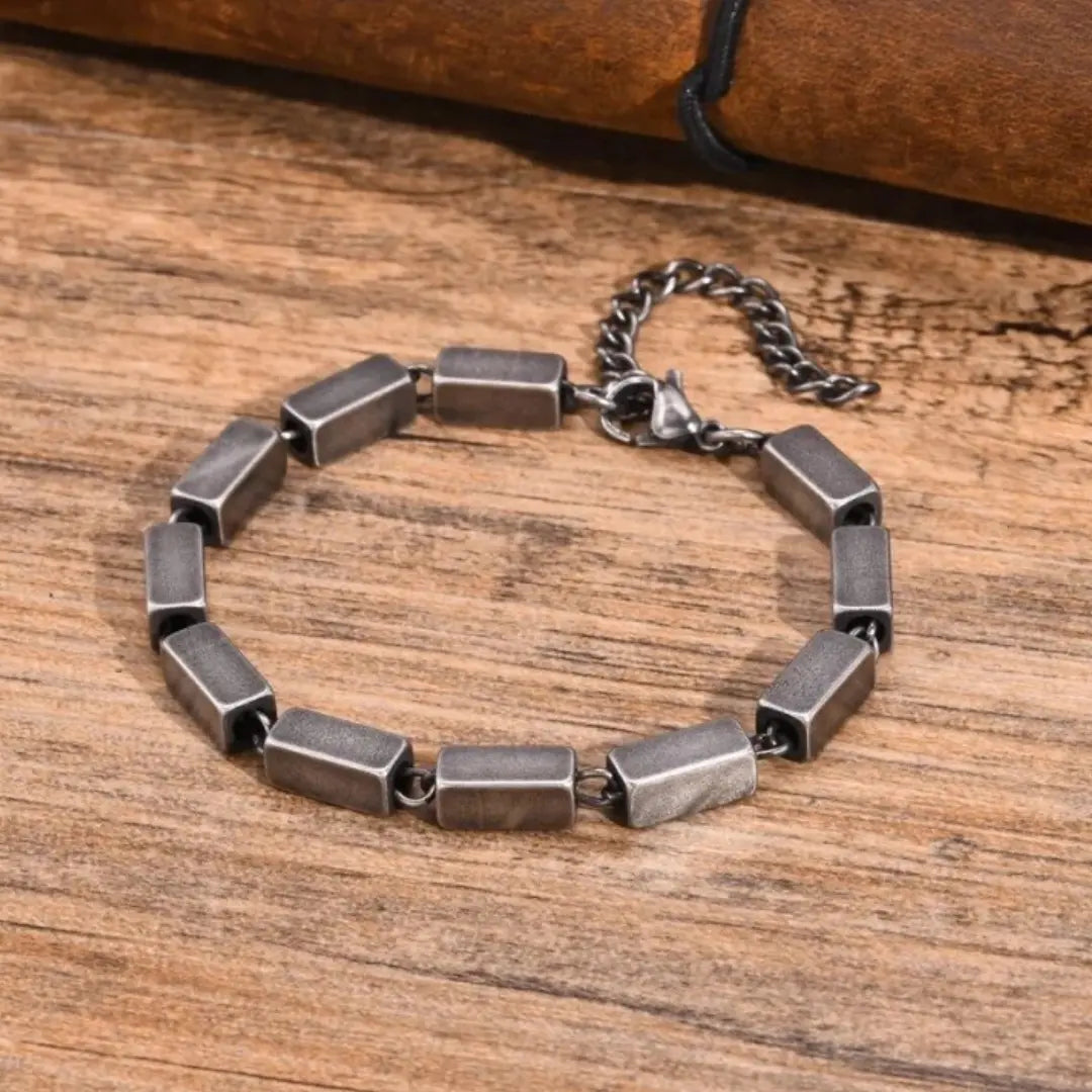 Pulseira Masculina Geométrica Vintage em Aço Inoxidável Apollo Seja Orion