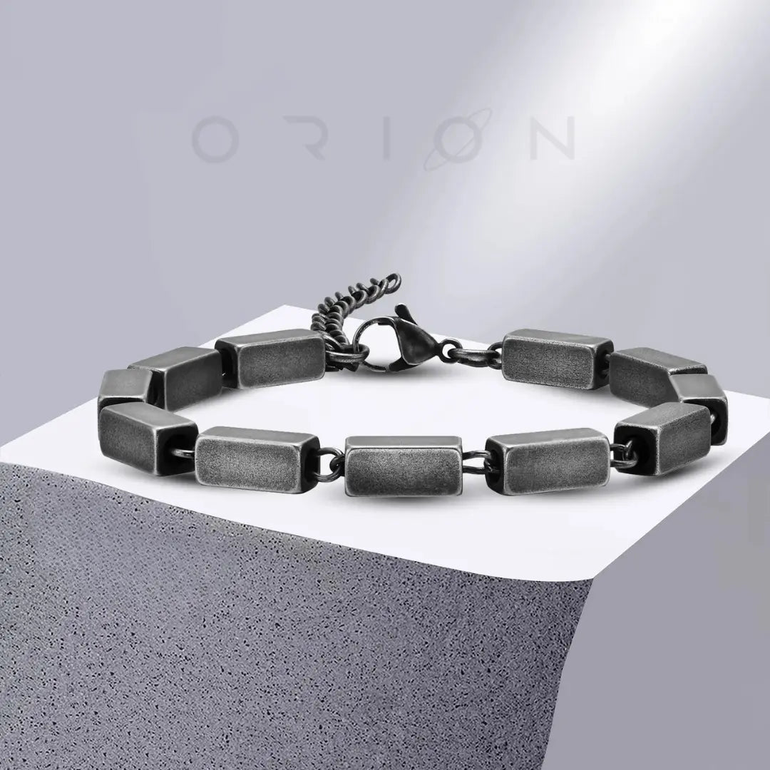 Pulseira Masculina Geométrica Vintage em Aço Inoxidável Apollo Seja Orion