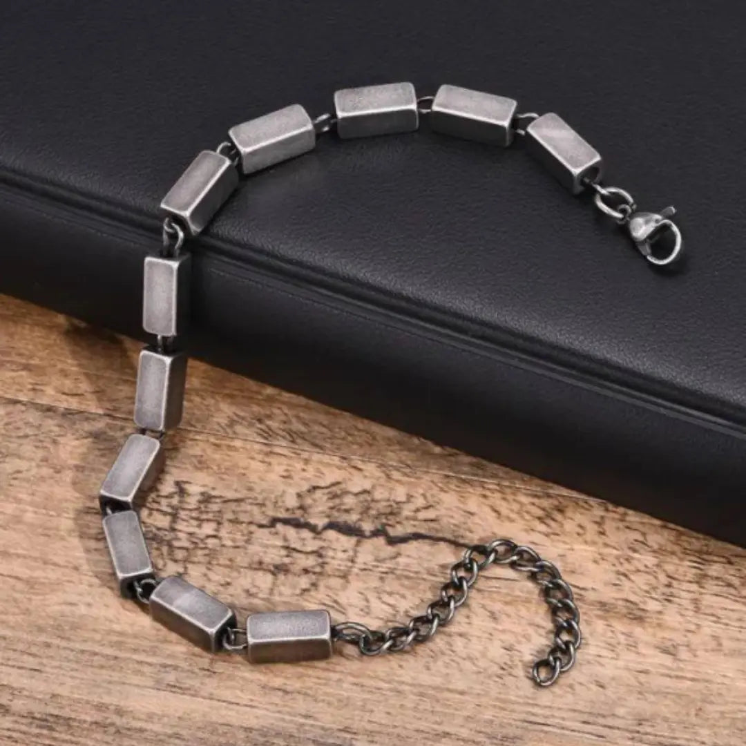 Pulseira Masculina Geométrica Vintage em Aço Inoxidável Apollo Seja Orion