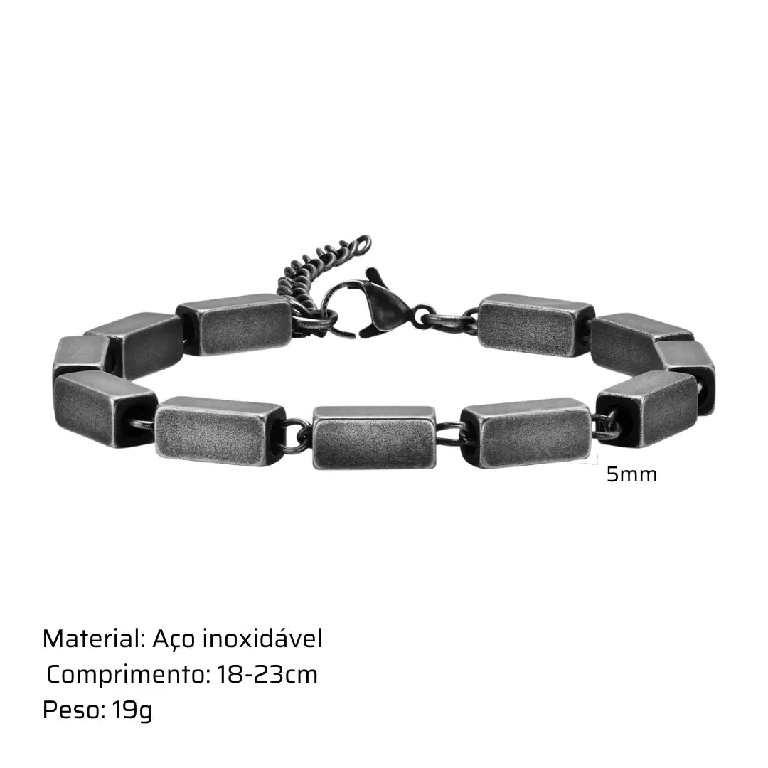 Pulseira Masculina Geométrica Vintage em Aço Inoxidável Apollo Seja Orion