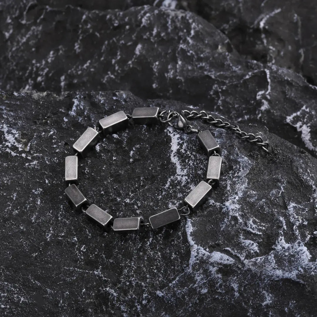 Pulseira Masculina Geométrica Vintage em Aço Inoxidável Apollo Seja Orion