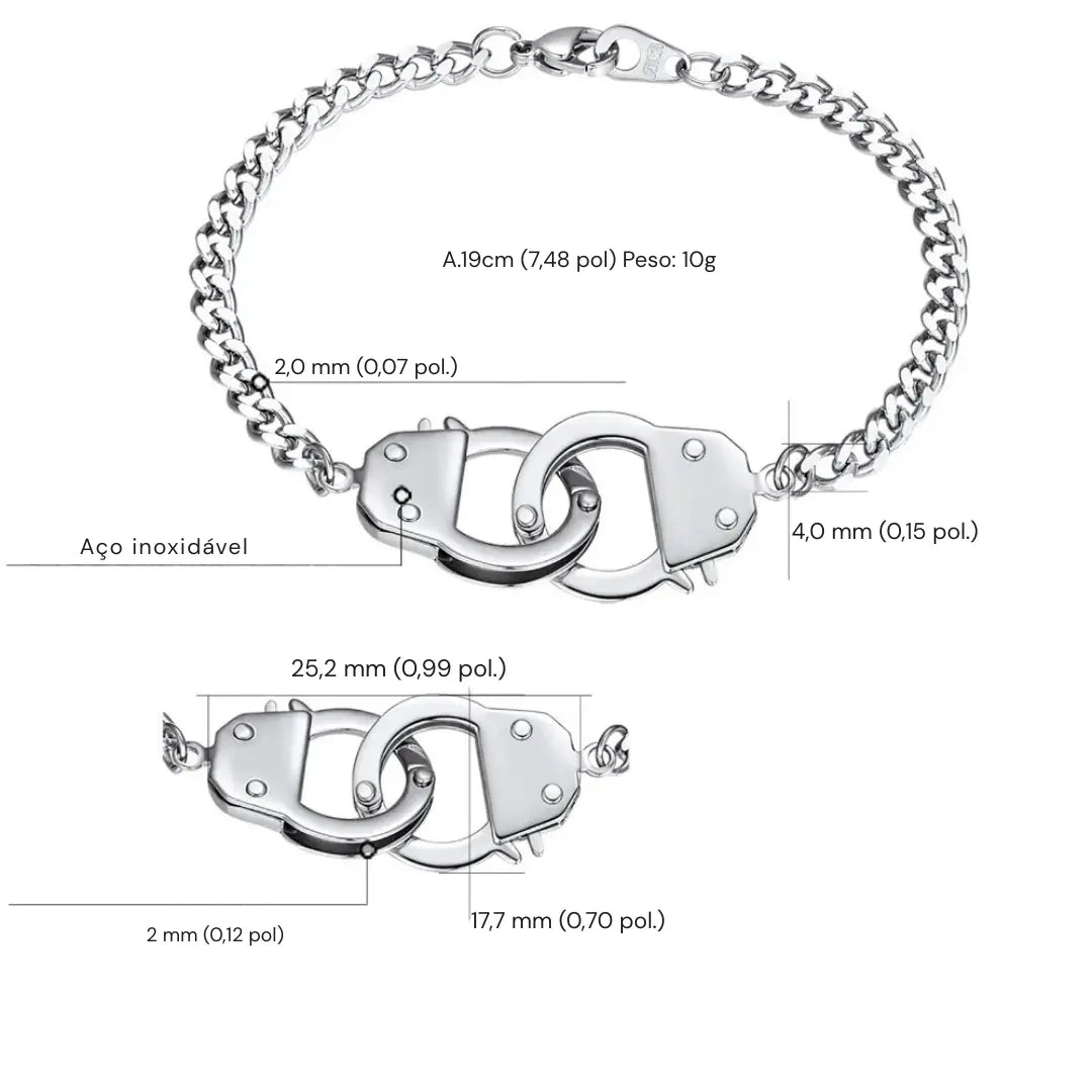 Pulseira Masculina em Aço Inox Algemas