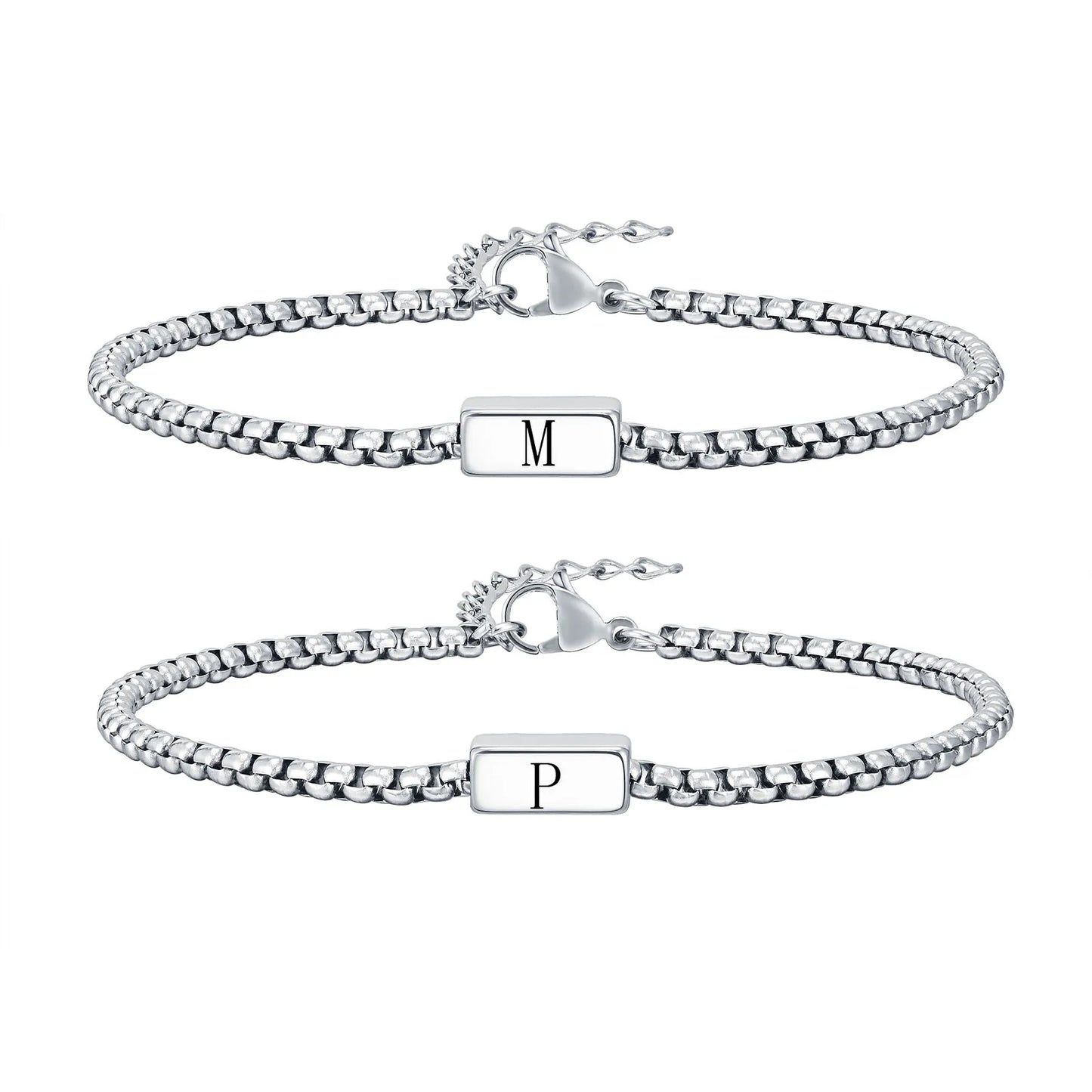 Pulseira Masculina em Aço Inox com Letra Inicial Trend