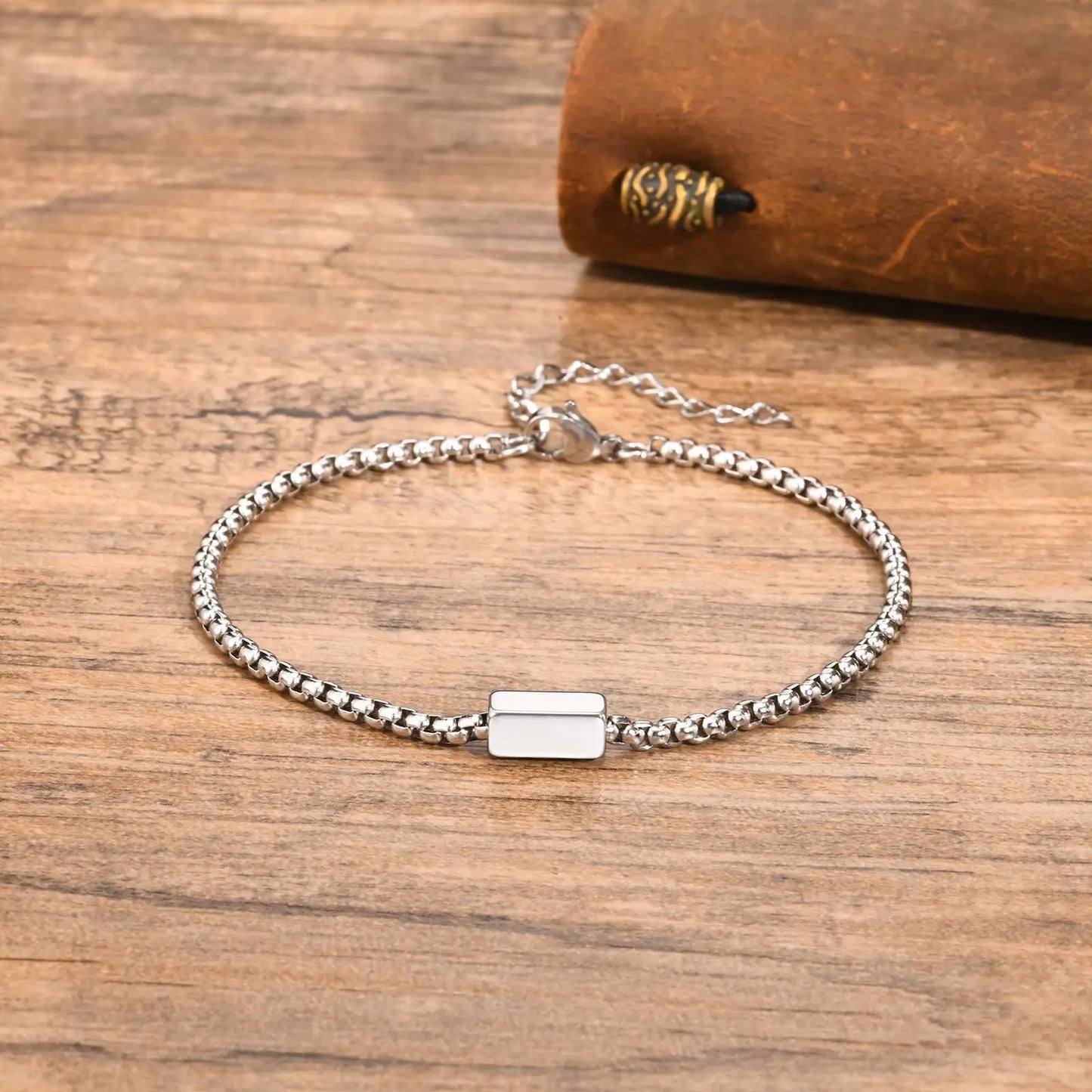 Pulseira Masculina em Aço Inox com Letra Inicial Trend