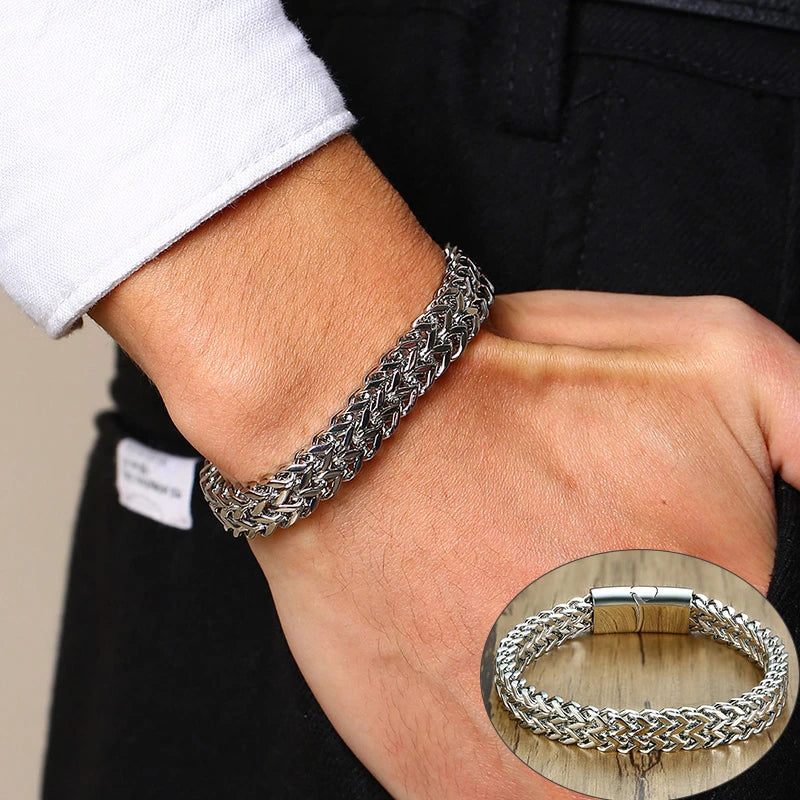 Pulseira Masculina em Aço Inoxidável Cubic Seja Orion Acessórios Masculinos