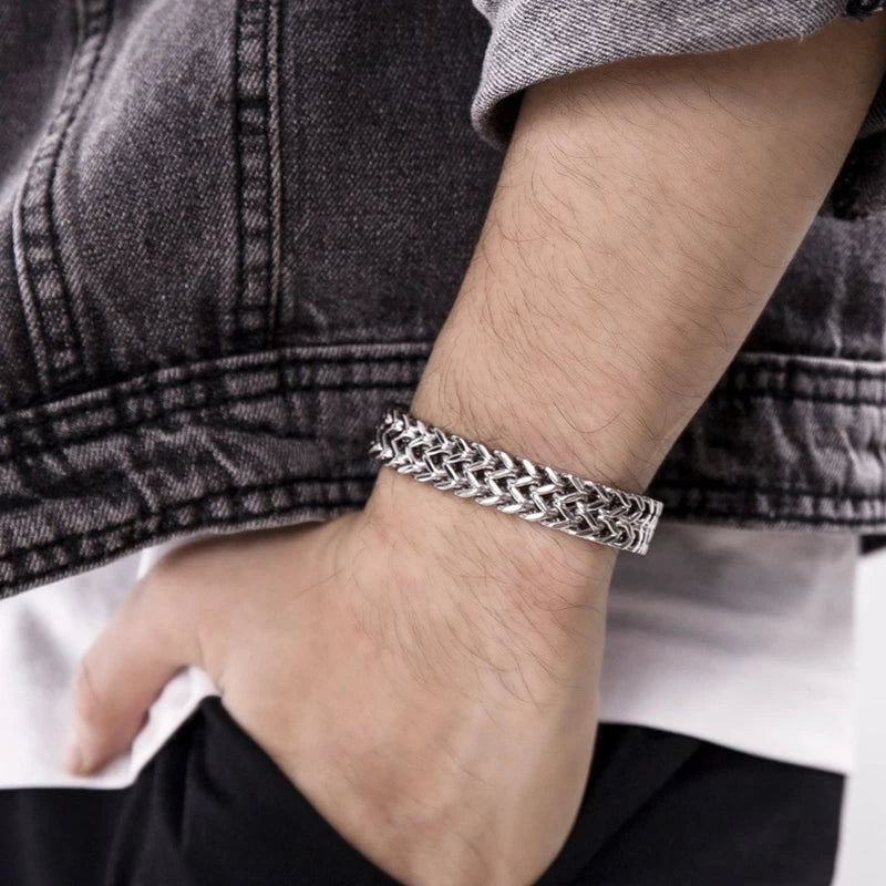 Pulseira Masculina em Aço Inoxidável Cubic