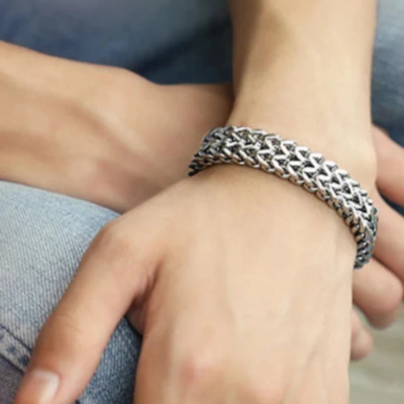 Pulseira Masculina em Aço Inoxidável Cubic Seja Orion Acessórios Masculinos