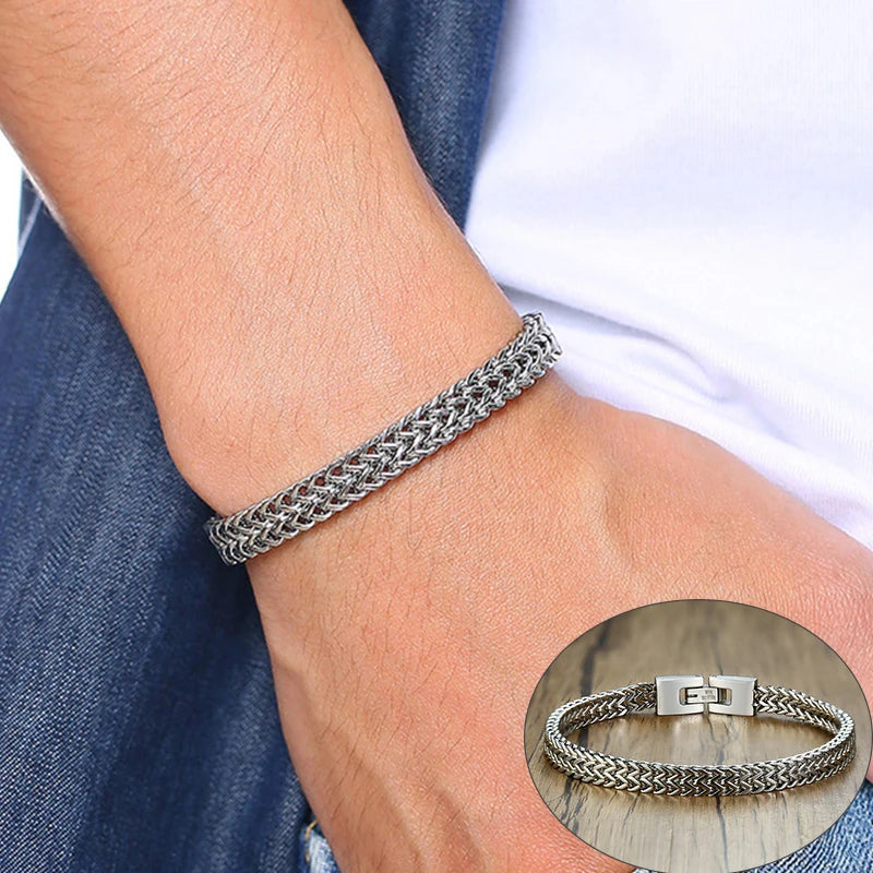 Pulseira Masculina em Aço Inoxidável Cubic Seja Orion Acessórios Masculinos