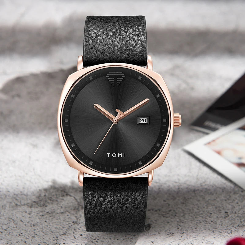 Relógio Masculino Minimalista Pulseira em Couro Achilles