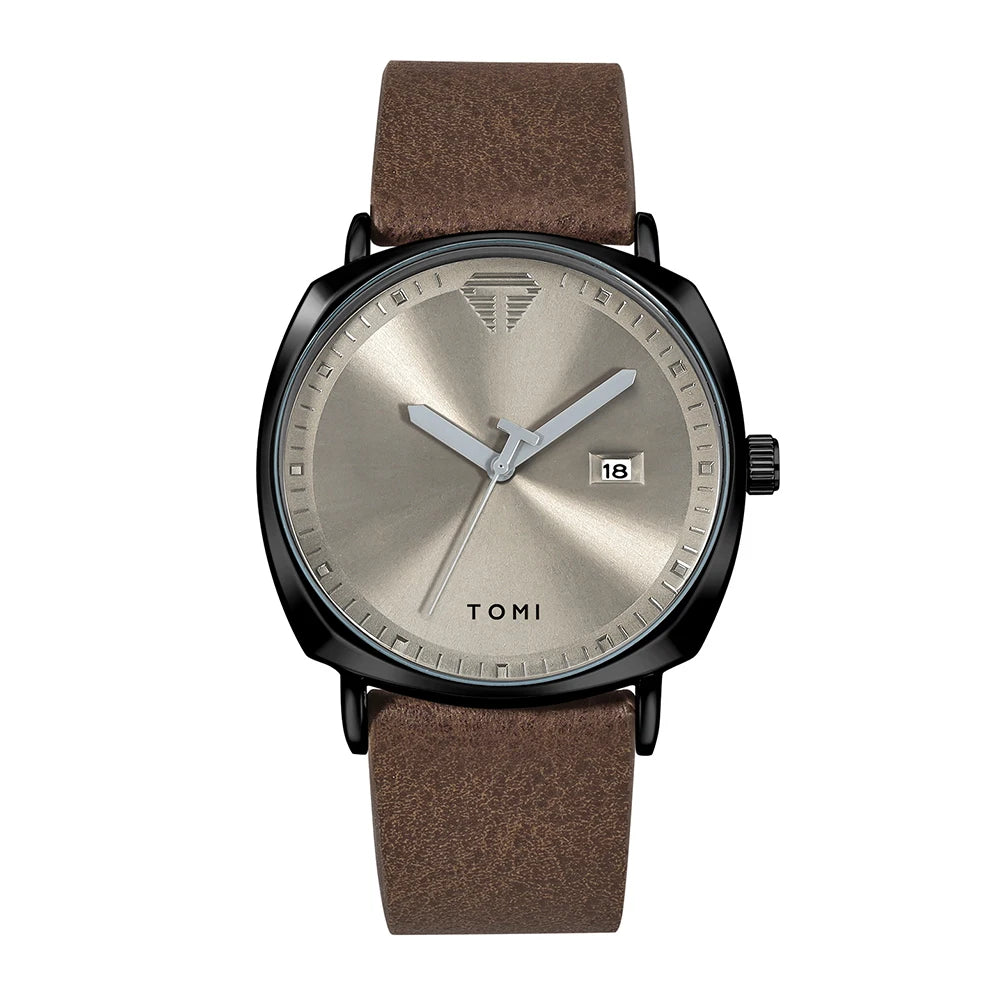 Relógio Masculino Minimalista Pulseira em Couro Achilles