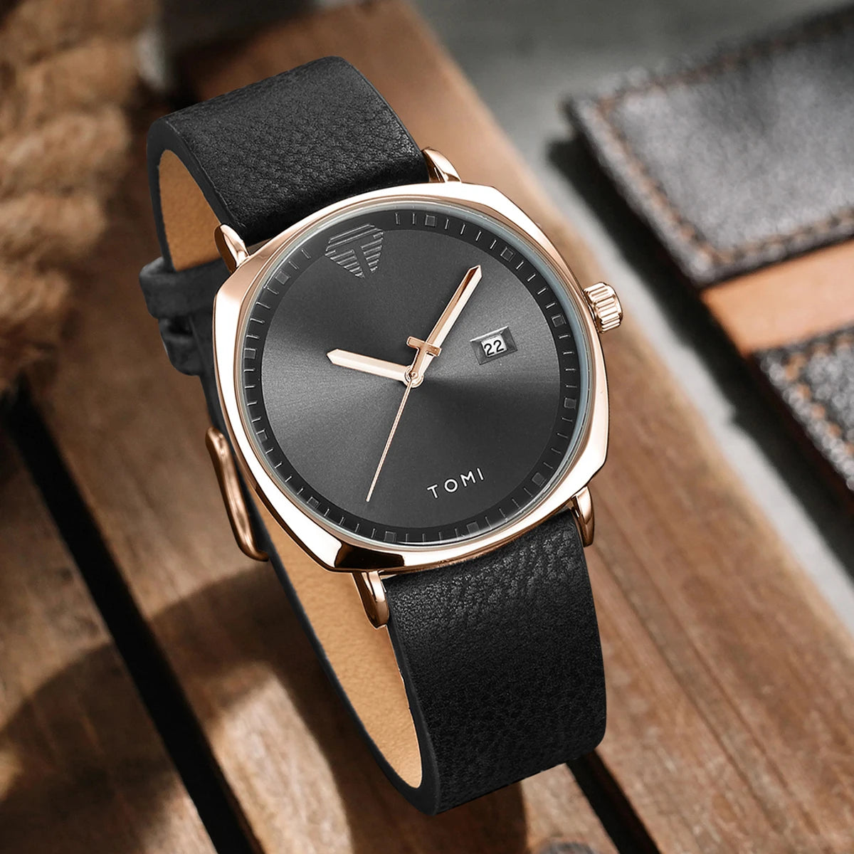 Relógio Masculino Minimalista Pulseira em Couro Achilles