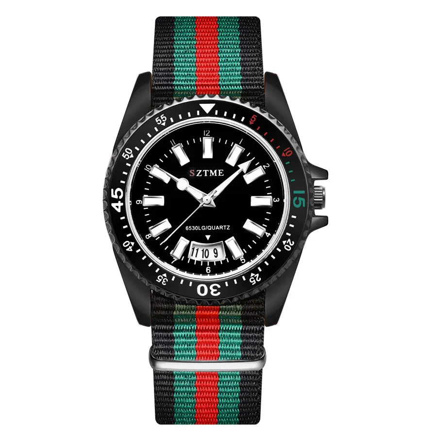 Relógio Masculino com Pulseira de Nylon Luxo Casino