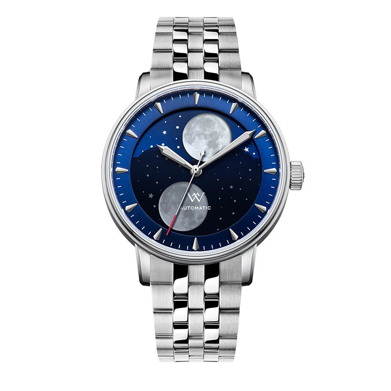 Relógio Masculino Aço Inox Automático Welly Merck Luna