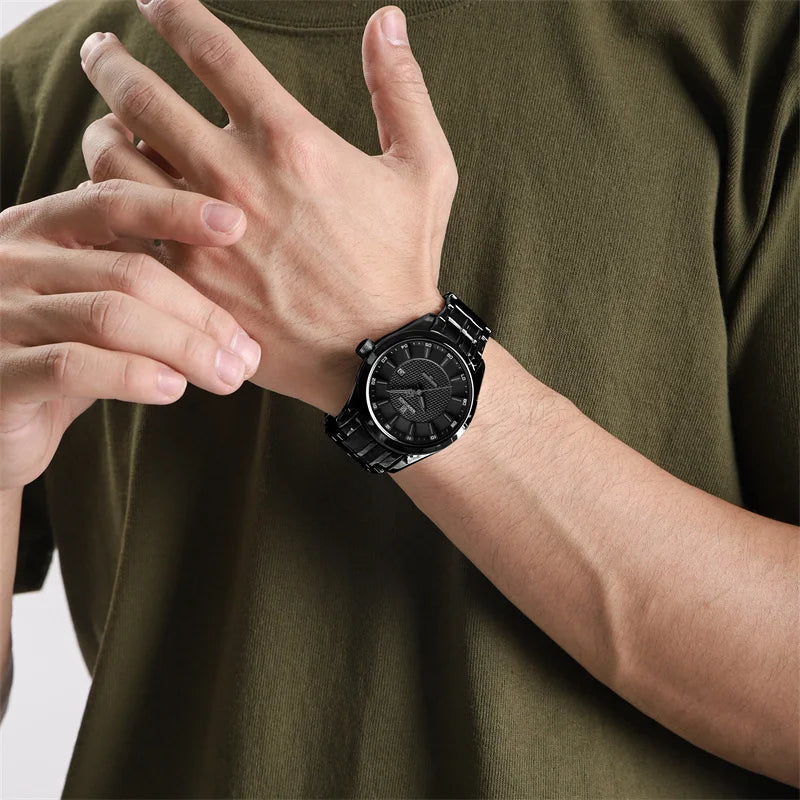 Relógio Masculino Aço Inox Quartzo Carbon